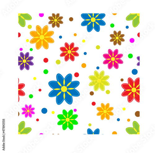  vector background pattern of colored flowers on a white background 