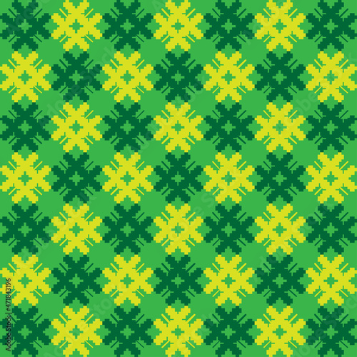  vector background pattern with geometric ornament, ornament under embroidery on fabric 
