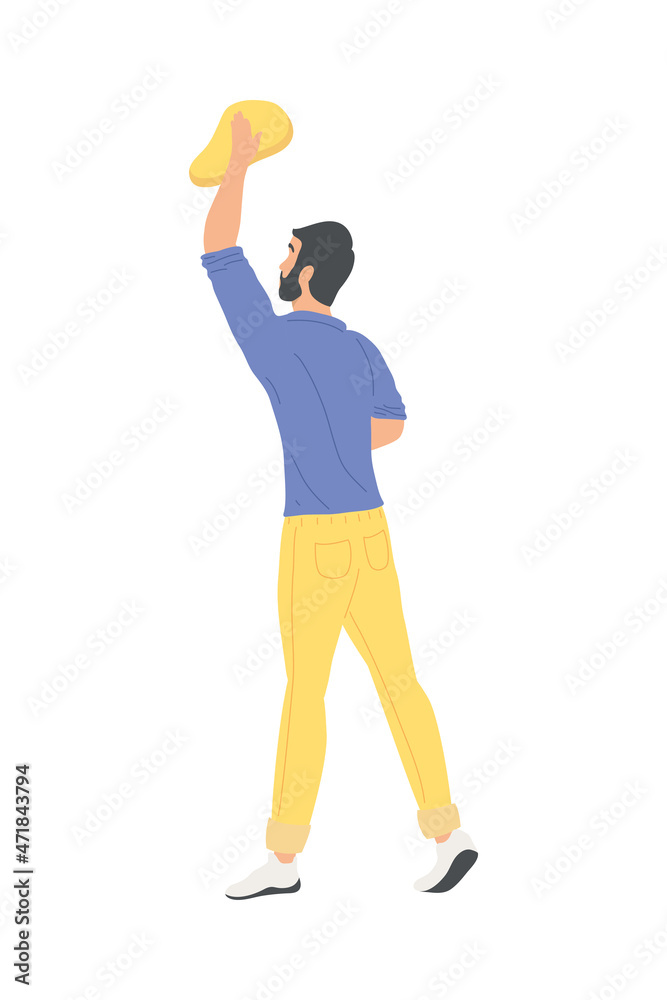 man cleaning character man cleaning character