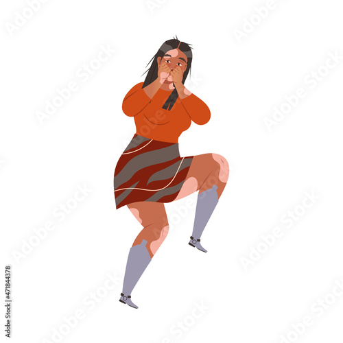 Woman Character Afraid of Something Feeling Scared and Terrified Shaking with Fear Vector Illustration
