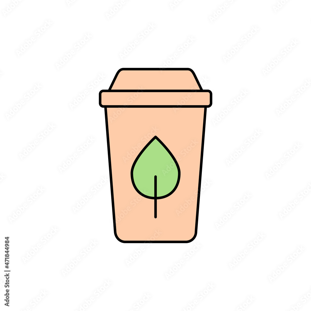Biodegradable compostable cup color icon. Disposable non toxic paper ...