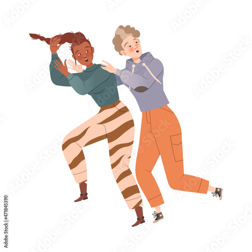 Man and Woman Character Afraid of Something Feeling Scared and Terrified Running Away Vector Illustration