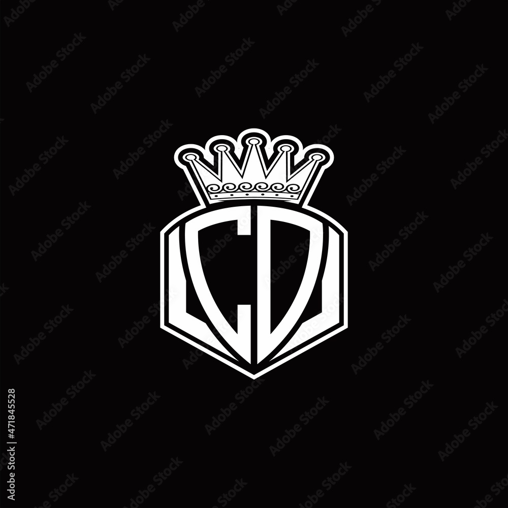 CD Logo monogram with luxury emblem shape and crown design template CD Logo monogram with luxury emblem shape and crown design template