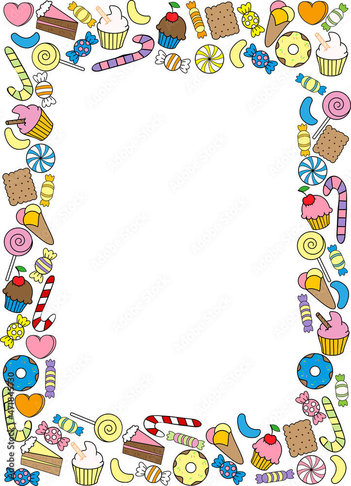 Vector frame of sweets for registration of photographs, advertising brochures Vector frame of sweets for registration of photographs, advertising brochures