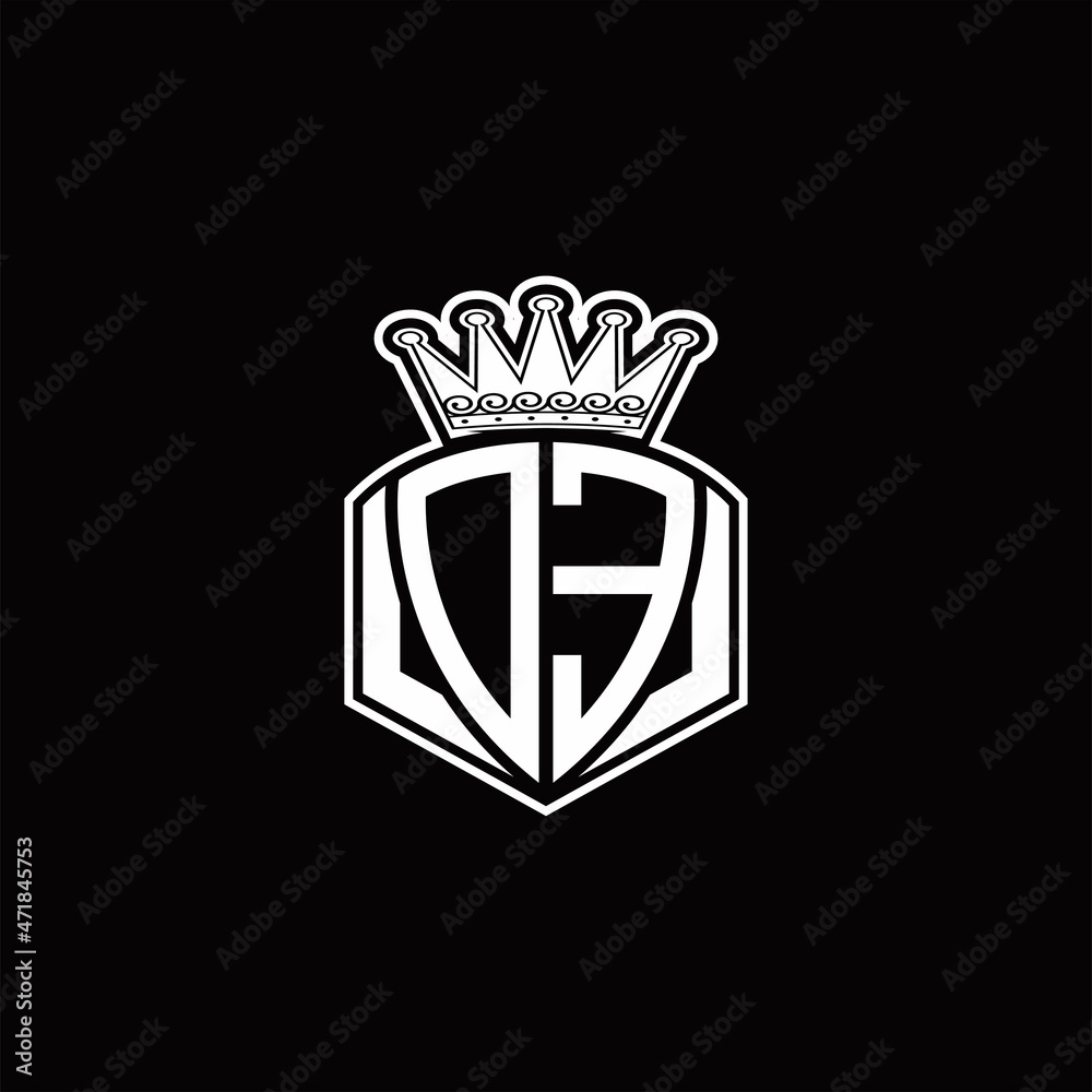 DE Logo monogram with luxury emblem shape and crown design template DE Logo monogram with luxury emblem shape and crown design template