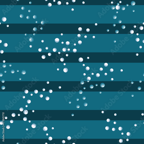 Seamless pattern bubbles on striped dark teal background. Abstract texture of soap for any purpose.