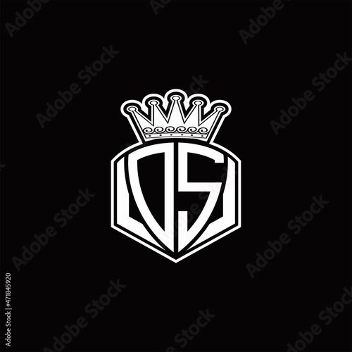 DS Logo monogram with luxury emblem shape and crown design template