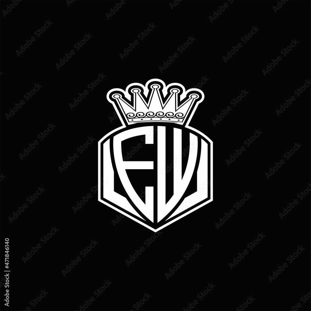 EW Logo monogram with luxury emblem shape and crown design template EW Logo monogram with luxury emblem shape and crown design template