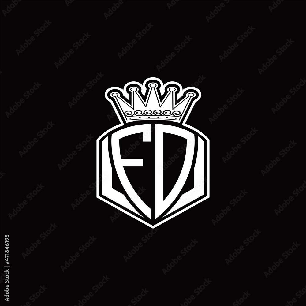 FD Logo monogram with luxury emblem shape and crown design template FD Logo monogram with luxury emblem shape and crown design template
