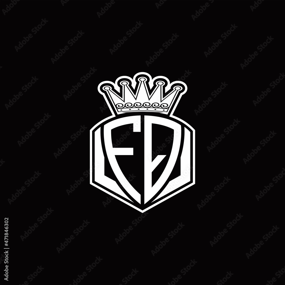 FQ Logo monogram with luxury emblem shape and crown design template