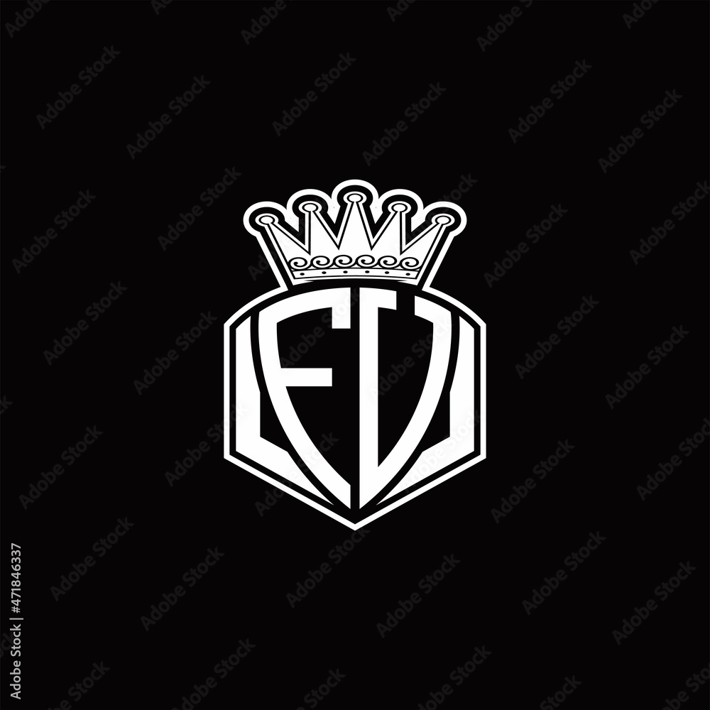 FU Logo monogram with luxury emblem shape and crown design template