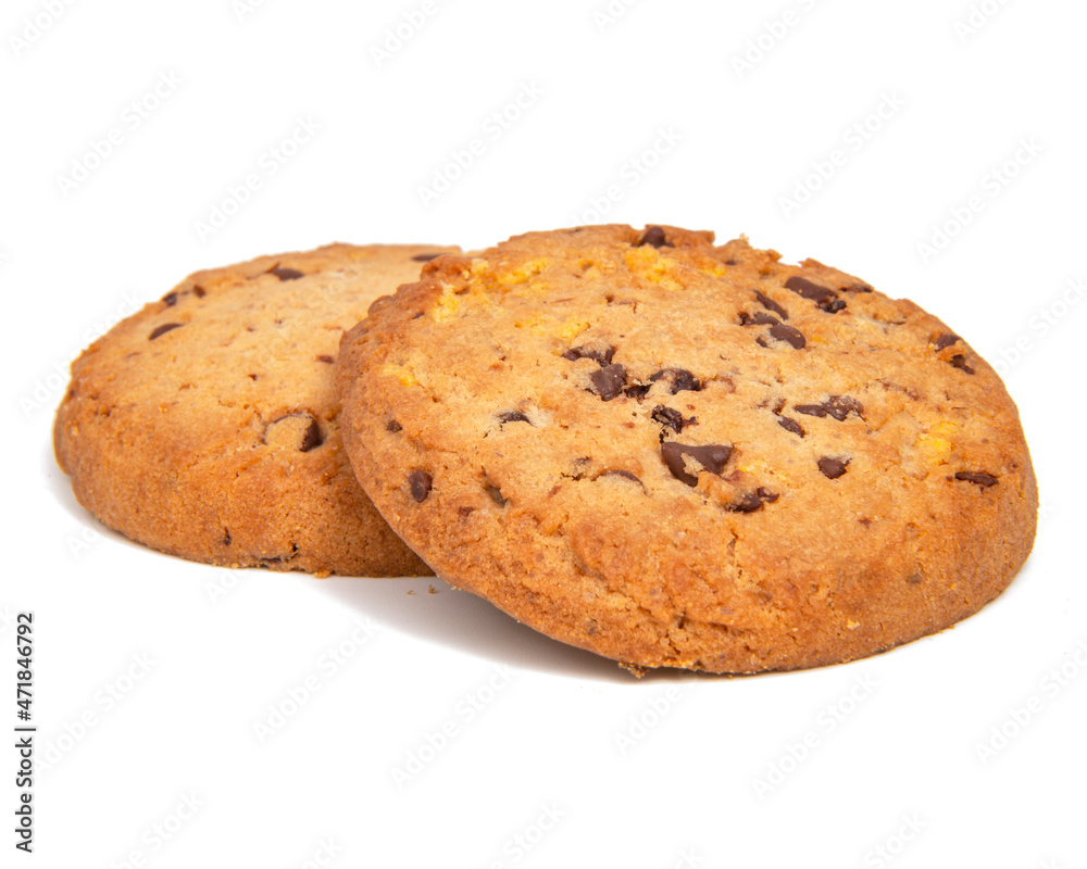 Cookies with chocolate american style food isolated on the white background Cookies with chocolate american style food isolated on the white background