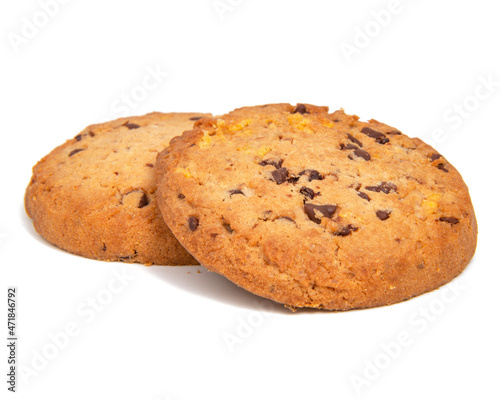 Cookies with chocolate american style food isolated on the white background