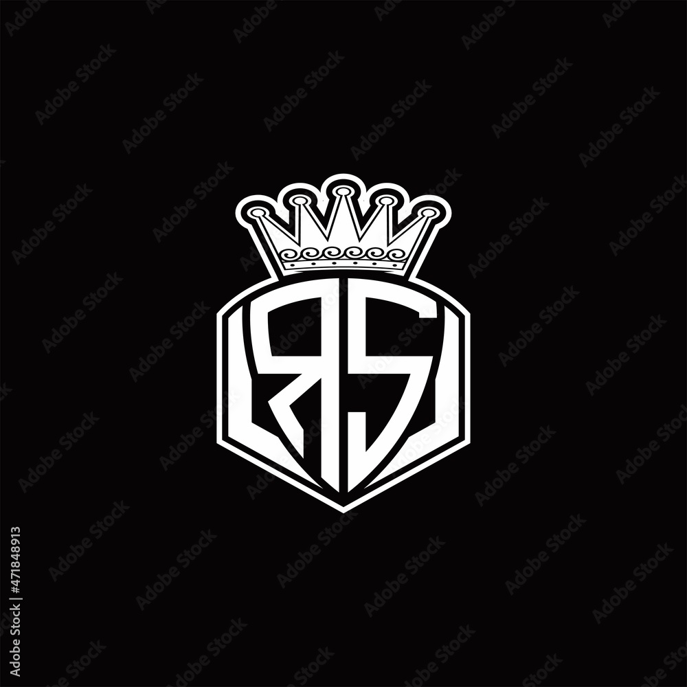 RS Logo monogram with luxury emblem shape and crown design template RS Logo monogram with luxury emblem shape and crown design template
