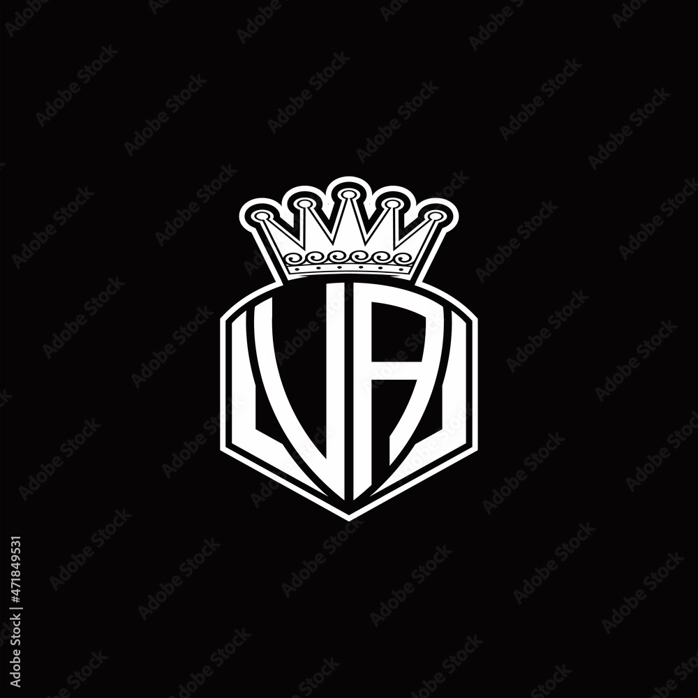 VA Logo monogram with luxury emblem shape and crown design template VA Logo monogram with luxury emblem shape and crown design template
