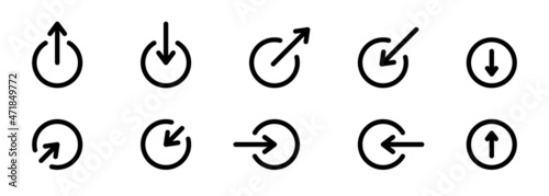 Share, Download Button for Social Media Line Icon. Arrow and Circle Symbols of Upload, Share for Website Outline Icon. External Link and Round Repost Linear Sign. Editable Stroke. Vector Illustration