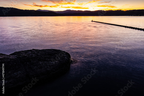 Sunset on The Mountains and Lake Coeur d  Alene  Coeur d  Alene  Idaho  USA