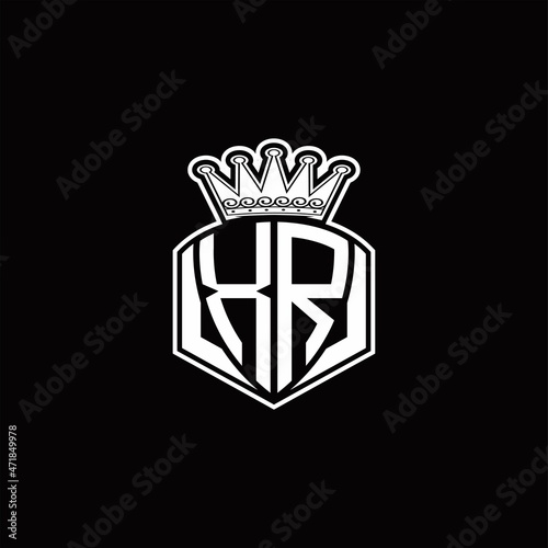 XR Logo monogram with luxury emblem shape and crown design template