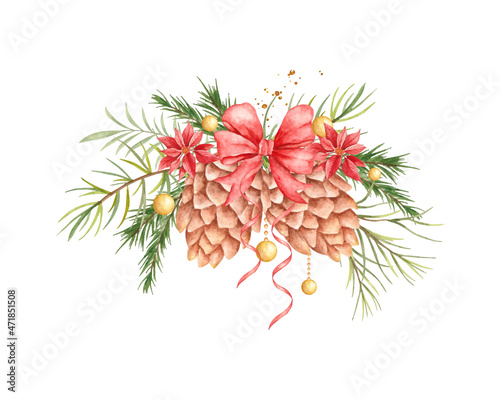 Christmas pine cone ornamental floral bouquet