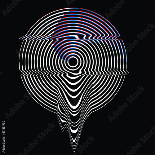 Glitch distorted geometric shape . Minimal art design . Destroyed melting logo . Trendy defect error shapes . Glitched design element .Broken effect .vector 