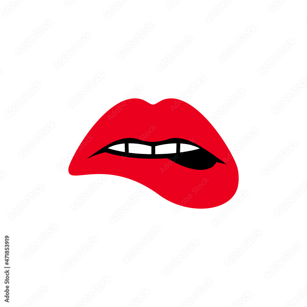 Womans sensuous lips, beauty open mouth biting lip
