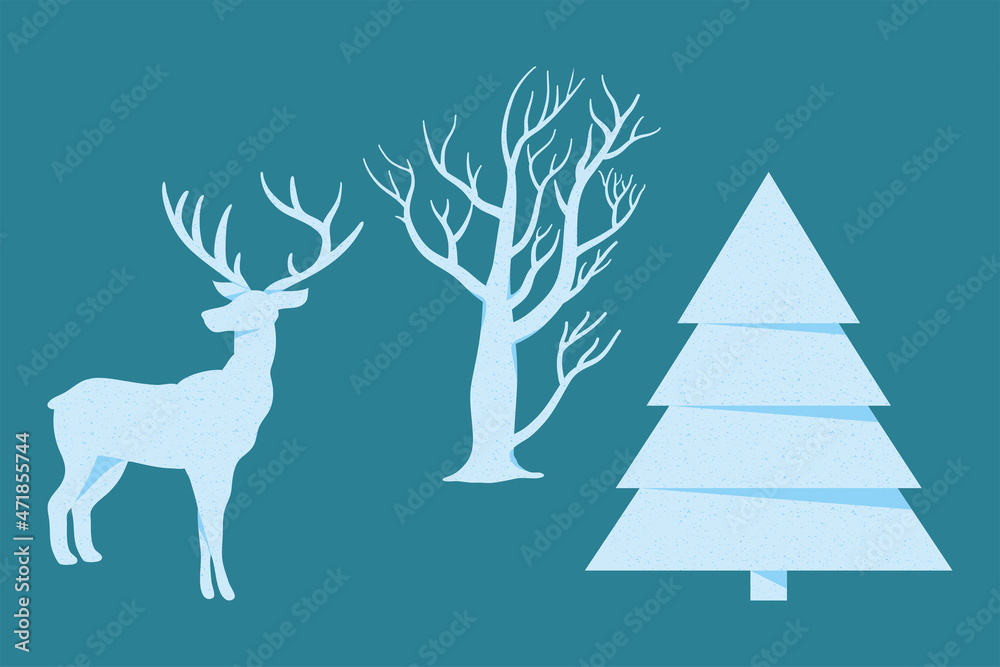 Naklejka premium three merry christmas silhouettes
