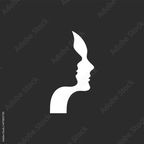 Two abstract human profiles. Symbol of therapy