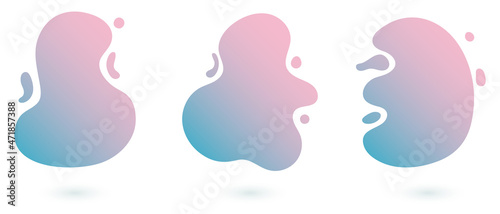 Set of gradient shapes. Abstract fluid design. Trendy colorful background.