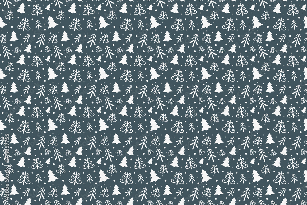 Christmas seamless pattern with hand drawn trees. Wrapping paper. Vector Christmas seamless pattern with hand drawn trees. Wrapping paper. Vector