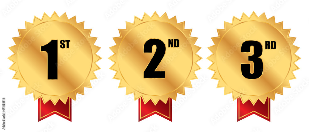 first, second and third place winning badge Stock Vector | Adobe Stock