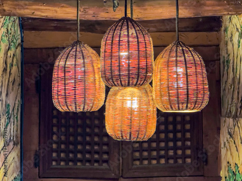 Korean-style lamp lighting made of rice bran
