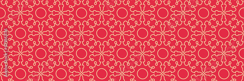 Beautiful background image with abstract decorative ornament from floral elements on a red background for your design projects, seamless pattern, wallpaper textures with flat design. Vector image