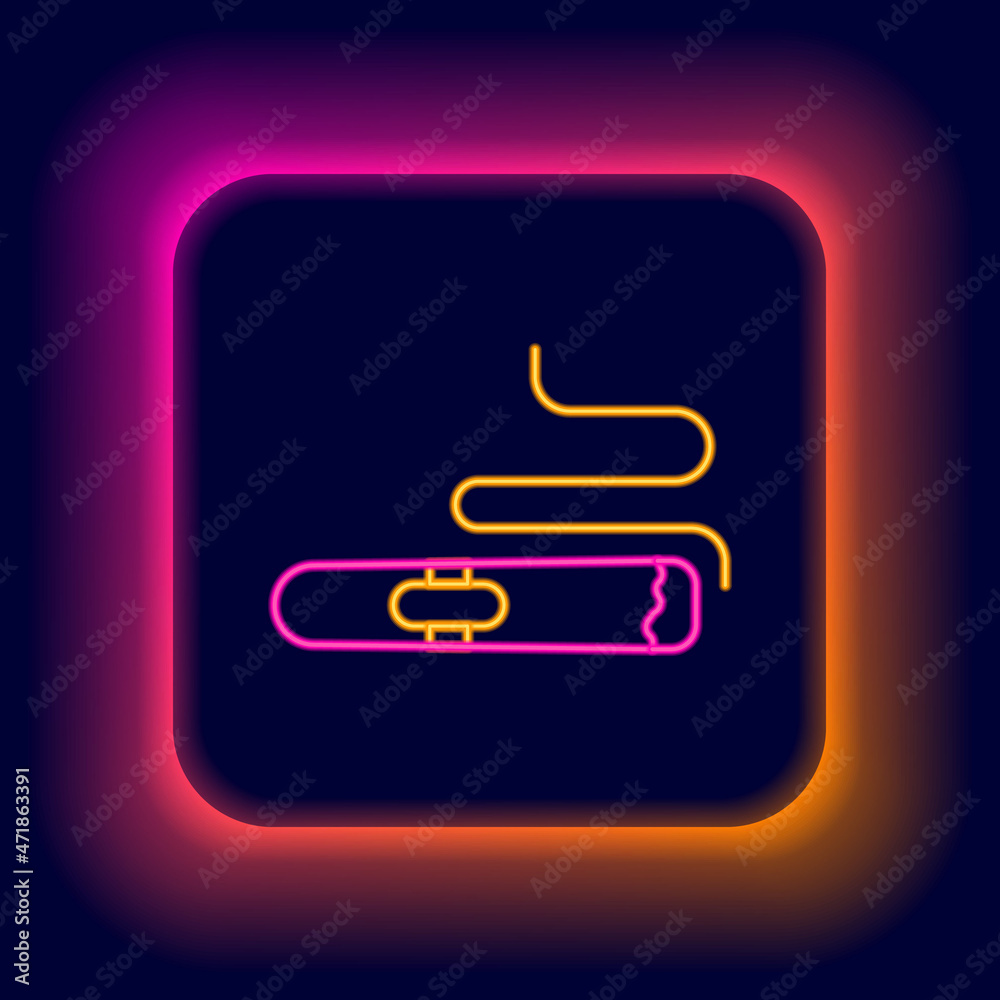 Glowing neon line Cigar icon isolated on black background. Colorful outline concept. Vector Glowing neon line Cigar icon isolated on black background. Colorful outline concept. Vector