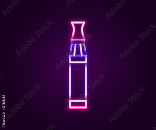 Glowing neon line Electronic cigarette icon isolated on black background. Vape smoking tool. Vaporizer Device. Colorful outline concept. Vector