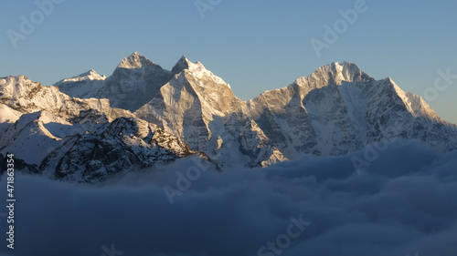 High mountains Kangtega and Thamserku, view from Kala Patthar.