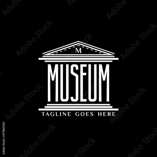 Museum Logo With Pillar Column Ancient Building Rome Greece Design