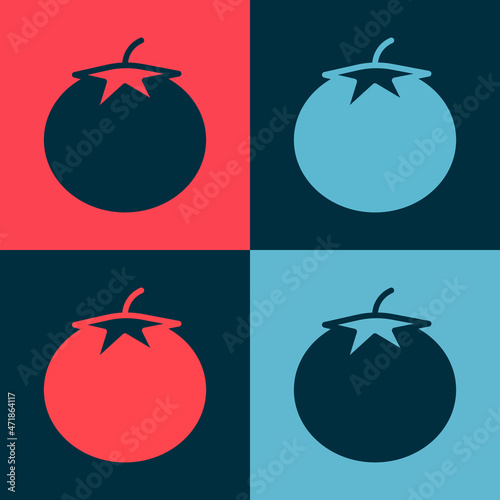 Pop art Tomato icon isolated on color background. Vector