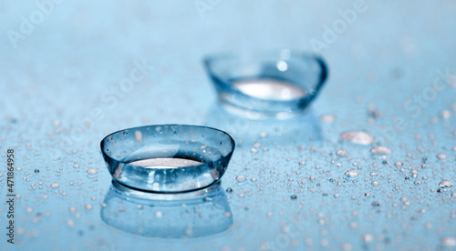 contact lenses with droplets around close up view - Image