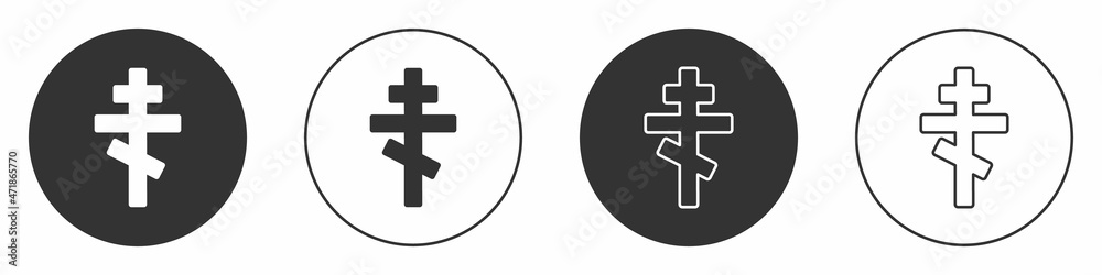Black Christian cross icon isolated on white background. Church cross. Circle button. Vector Black Christian cross icon isolated on white background. Church cross. Circle button. Vector