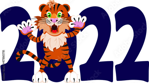new year 2022 with a cartoon tiger 