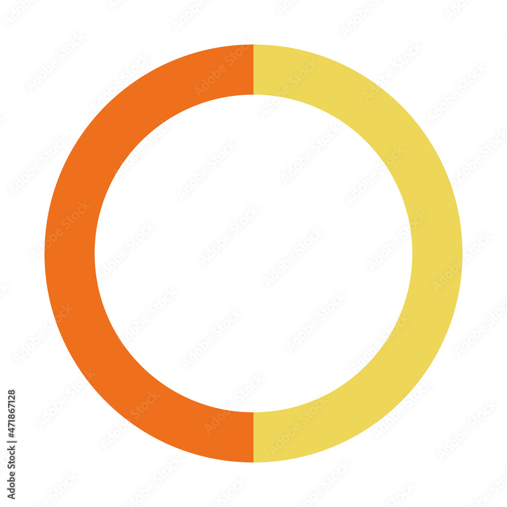 Infographic pie chart. Cycle presentation diagram 2 section. Vector isolated on white background Infographic pie chart. Cycle presentation diagram 2 section. Vector isolated on white background