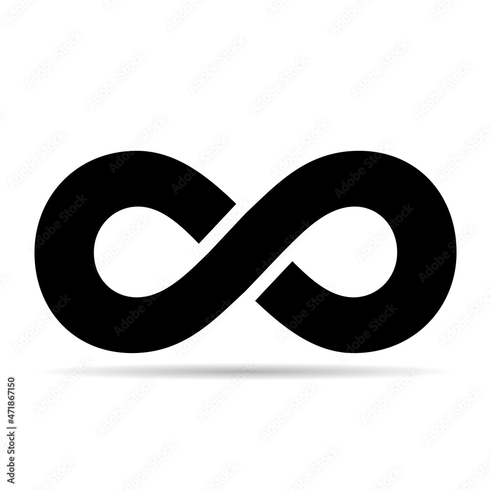 Infinity geometric icon shadow, mathematical tattoo symbol, endless abstract shape vector illustration modern sign Infinity geometric icon shadow, mathematical tattoo symbol, endless abstract shape vector illustration modern sign