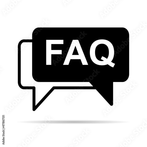 FAQ, frequently asked questions vector icon. Information speech bubble symbol, help message