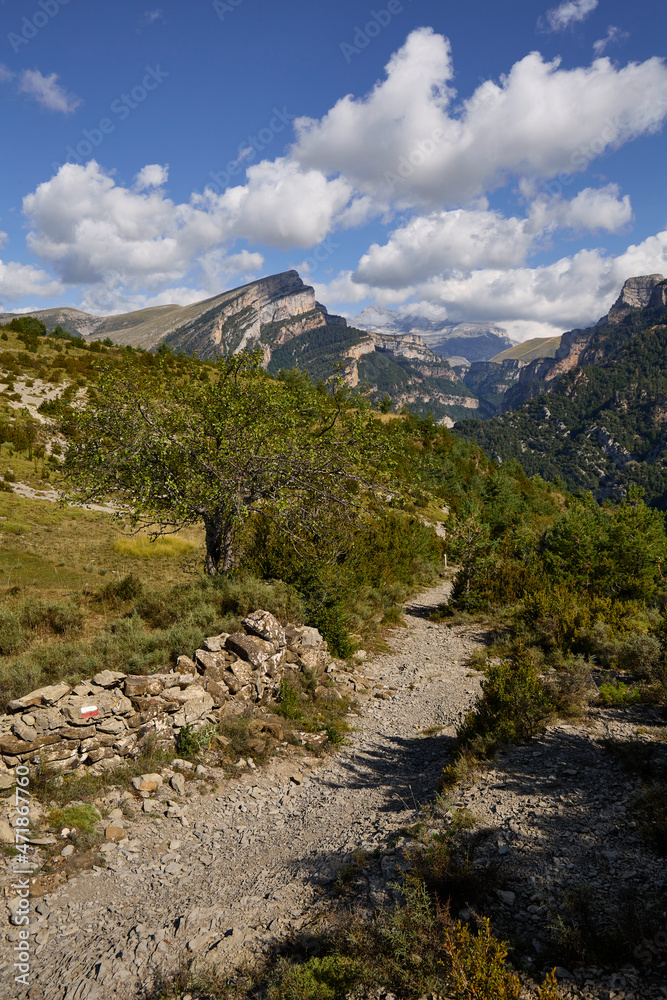 canyon d'Anisclo en Espagne avec un chemin canyon d'Anisclo en Espagne avec un chemin