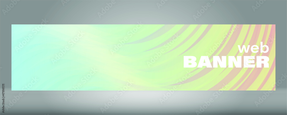 Fashionable abstract banner with a smooth gradient from peach to blue Complex multi-layered curve design for business presentations, flyers, posters. Text. Fashionable pastel colors