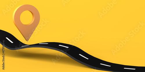 Tableau sur toile Road location concept with road and locator mark