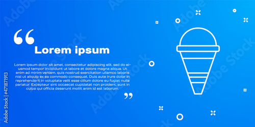 White line Fire cone bucket icon isolated on blue background. Metal cone bucket empty or with water for fire fighting. Vector