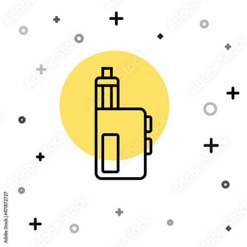 Black line Vape mod device icon isolated on white background. Vape smoking tool. Vaporizer Device. Random dynamic shapes. Vector