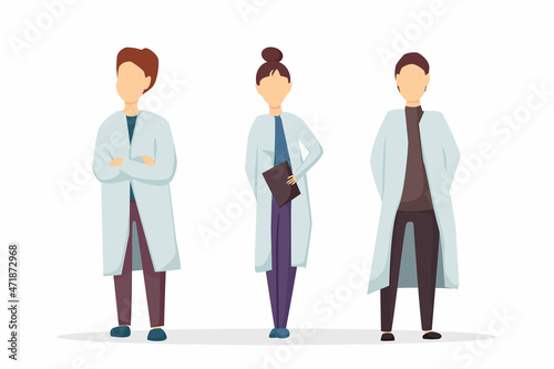 Wallpaper Mural Male and female doctors in white coats. Vector illustration in cartoon style Torontodigital.ca
