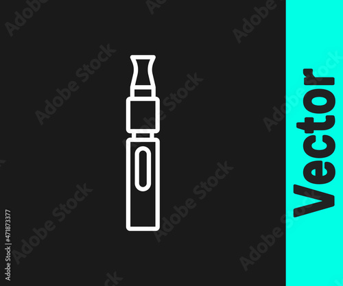 White line Electronic cigarette icon isolated on black background. Vape smoking tool. Vaporizer Device. Vector